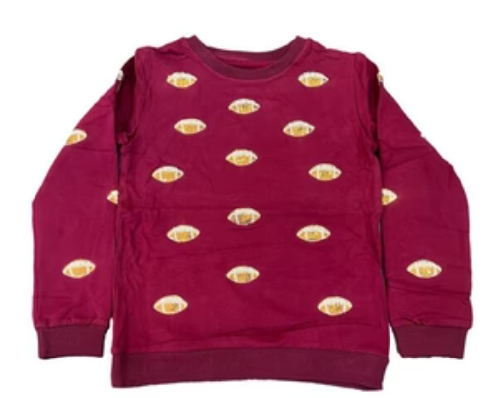 Stoopher & Boots Girls Sequined Football Sweatshirt