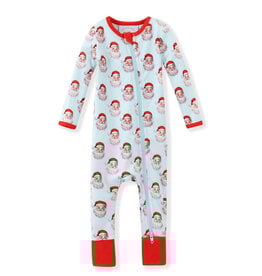 Swoon Baby Clothing Blue Santa Face Zip Up Layette