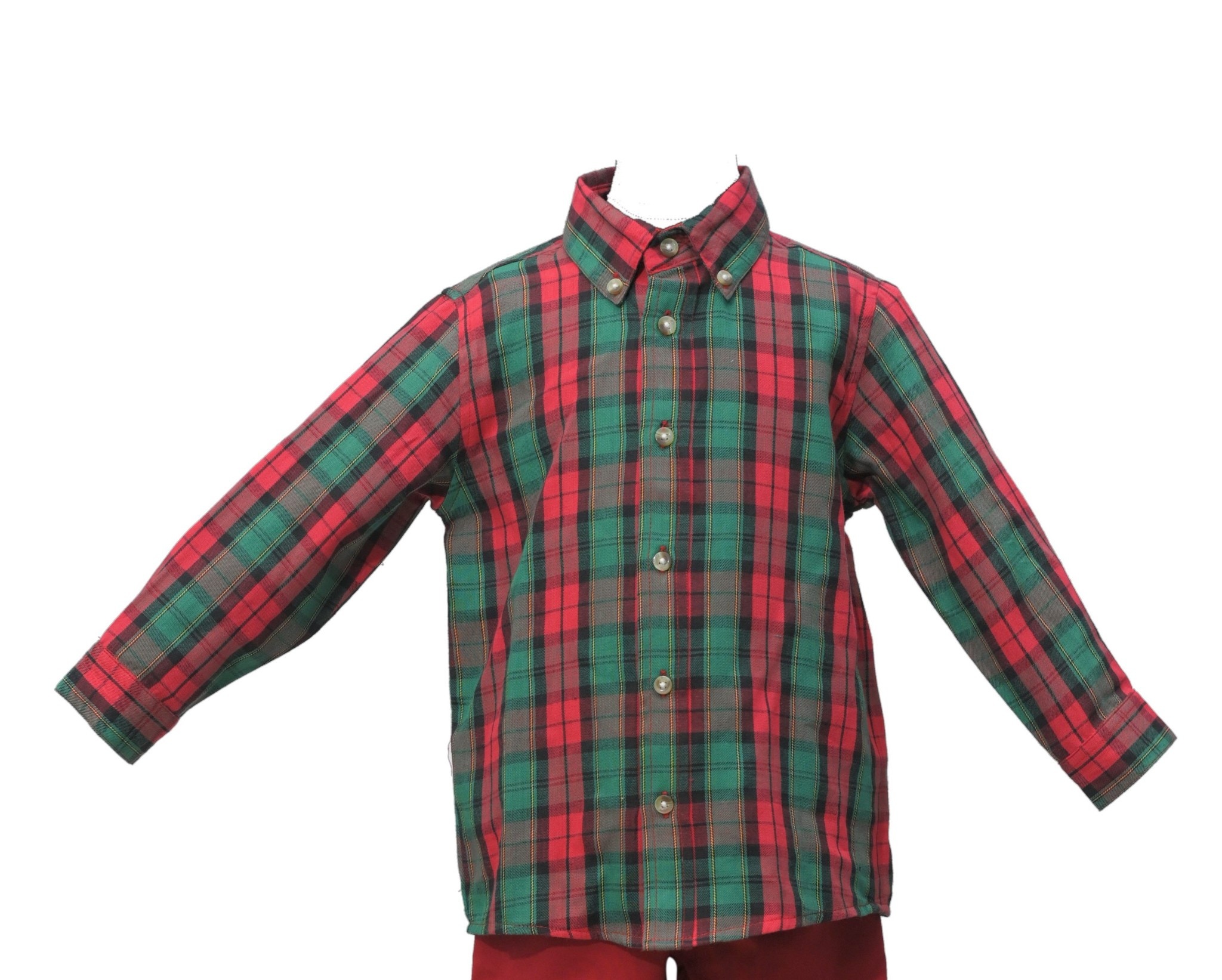 Cotton Kids Boy Christmas Plaid Button Down Shirt