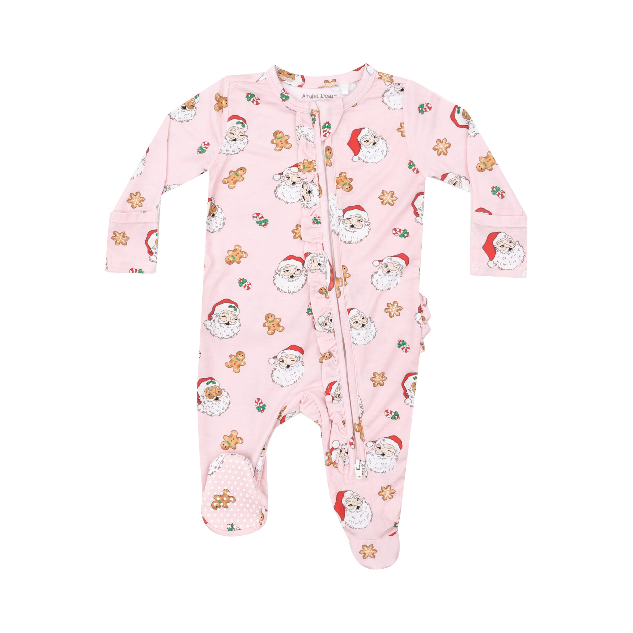 Angel Dear Baby Girl Christmas 2-Way Ruffle Zipper Footie