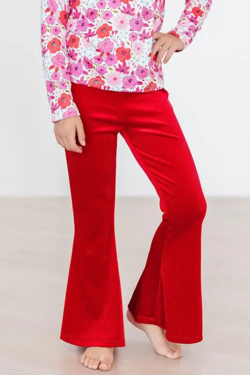 Mila & Rose Girl's Solid Color Velvet Bells Pants