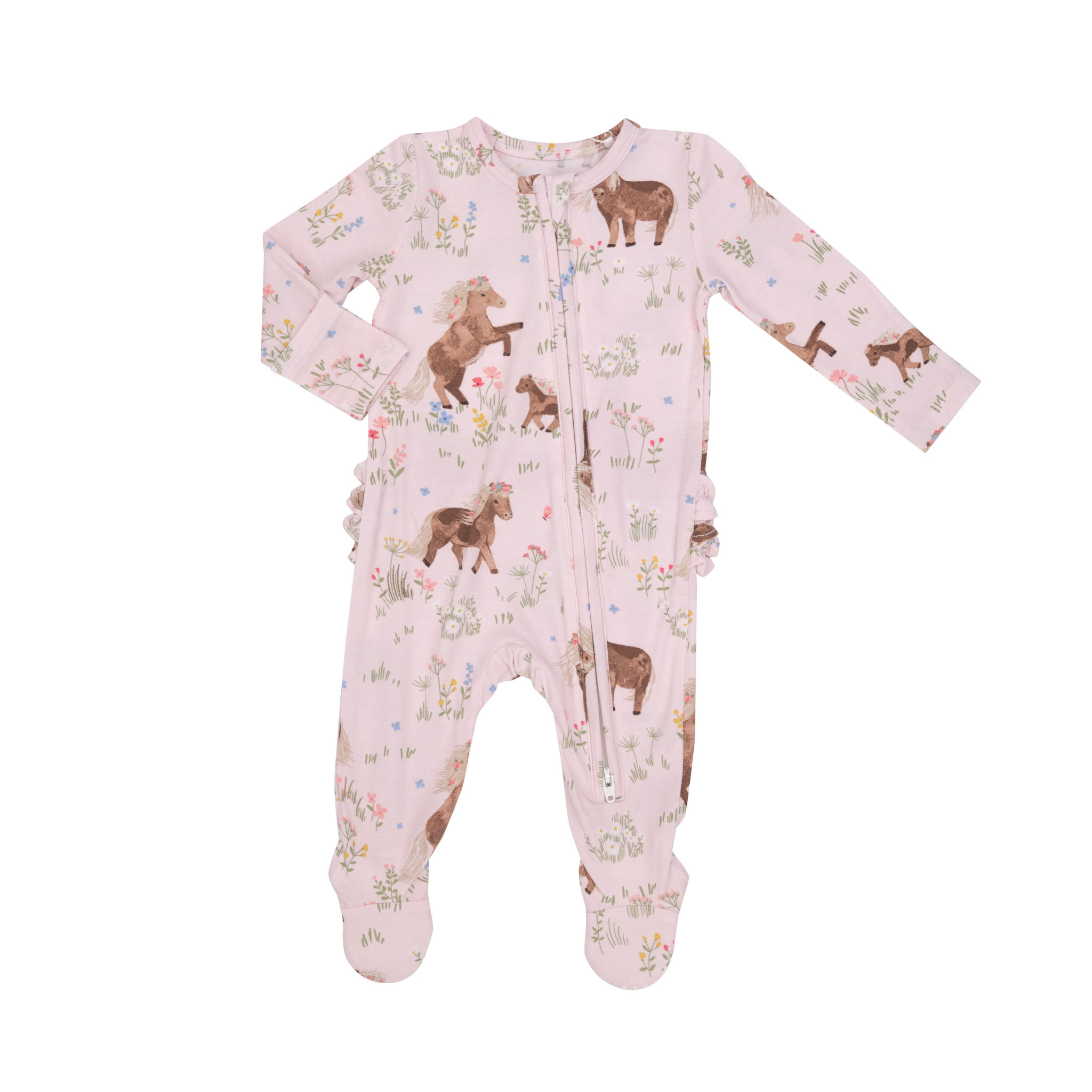Angel Dear Girl's 2 Way Zipper Ruffle Footie