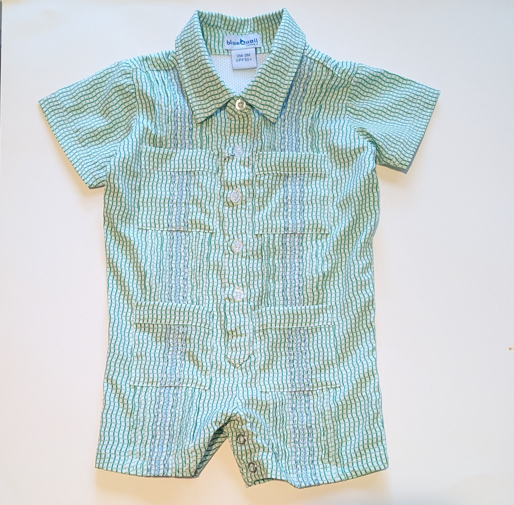 Blue Quail Clothing Co Baby Guayabera  S/S Romper