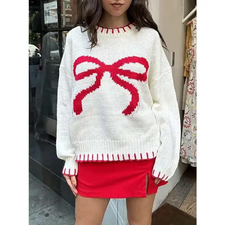 Rosa Clothing Women's Croquette Bow Sweater