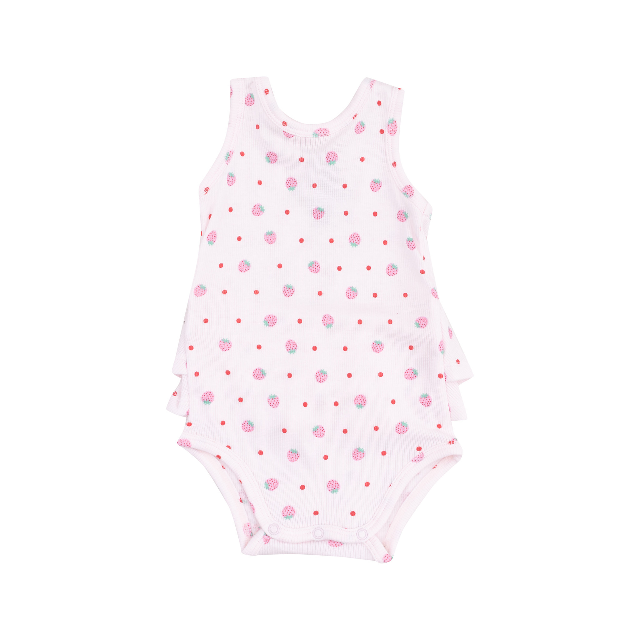 Angel Dear Strawberry Swiss Dot Ruffled Tank Bubble