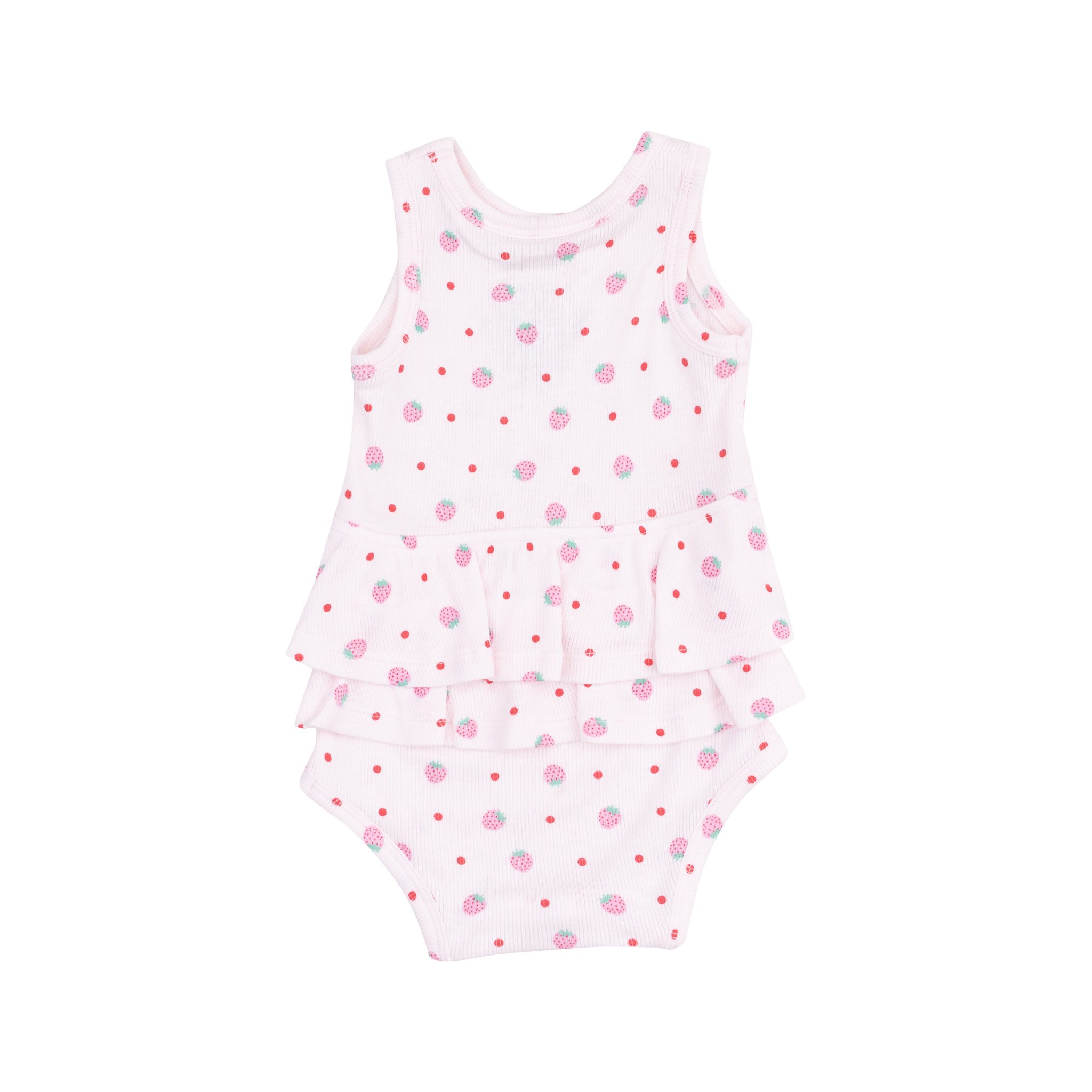 Angel Dear Strawberry Swiss Dot Ruffled Tank Bubble