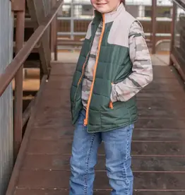 Blue Quail Clothing Co Boy Quilted Zipper Classic Camo Vest