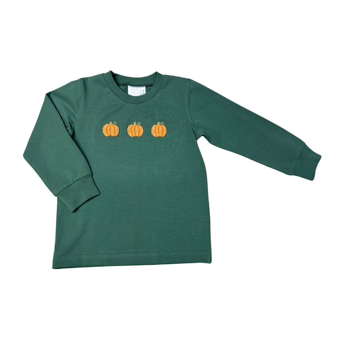 Whimsy Bay Kids Fall Embroidered Pumpkin Shirt