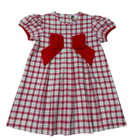 Banana Split Kids Christmas Plaid Bow Dress