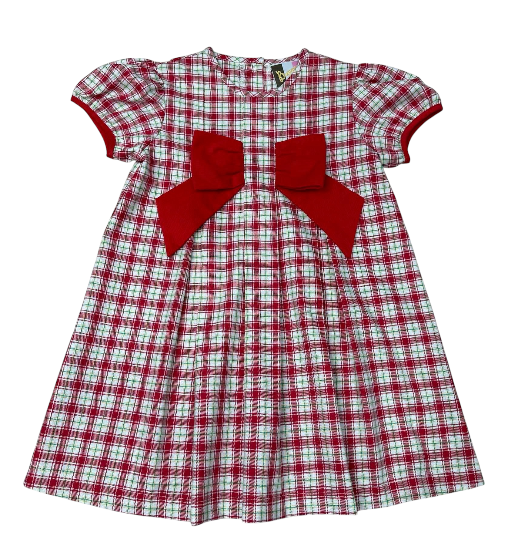 Banana Split Kids Christmas Plaid Bow Dress