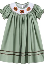 Lil Cactus Sage Green Turkey Smocked Bishop Dress