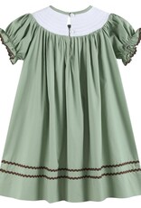 Lil Cactus Sage Green Turkey Smocked Bishop Dress