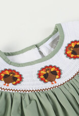 Lil Cactus Sage Green Turkey Smocked Bishop Dress