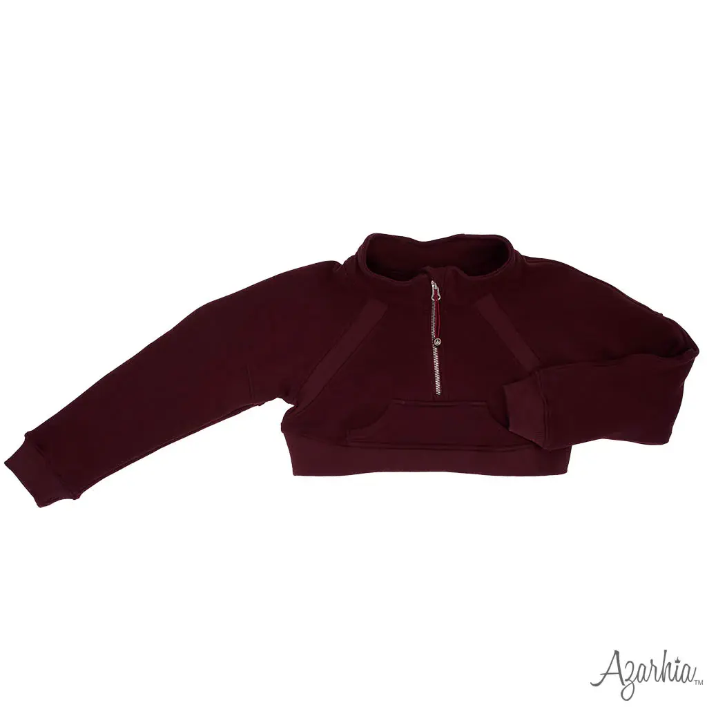 Azarhia Oversized Cropped 1/4 Zipped Sweatshirt