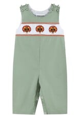 Lil Cactus Sage Green Turkey Smocked Overalls
