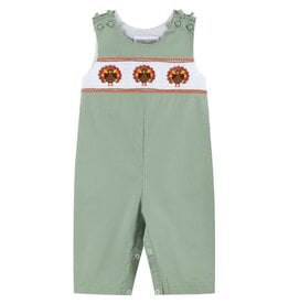 Lil Cactus Sage Green Turkey Smocked Overalls