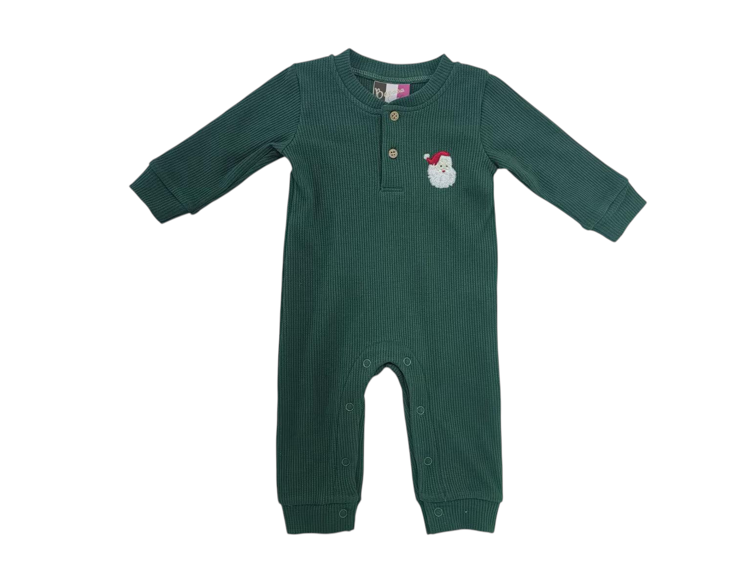 Banana Split Kids Christmas Waffle Knit Santa Romper