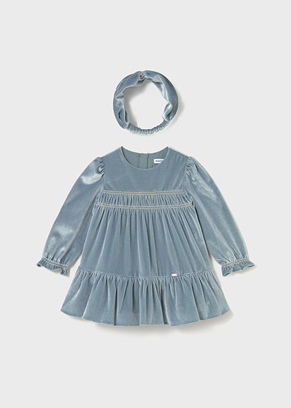 Mayoral Toddler Girl L/S Velvet Dress w /Headband