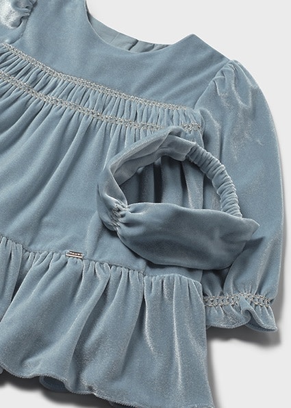 Mayoral Toddler Girl L/S Velvet Dress w /Headband