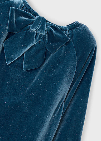 Mayoral Shimmering Velvet Girl's Dress with Bow