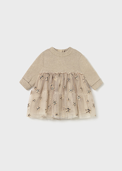 Mayoral Baby Knit Dress w/Leopard Tulle