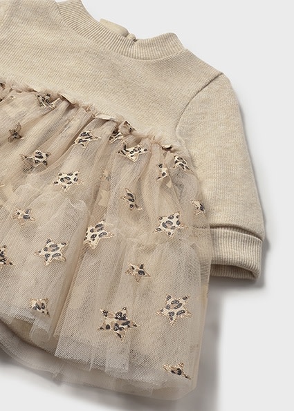 Mayoral Baby Knit Dress w/Leopard Tulle