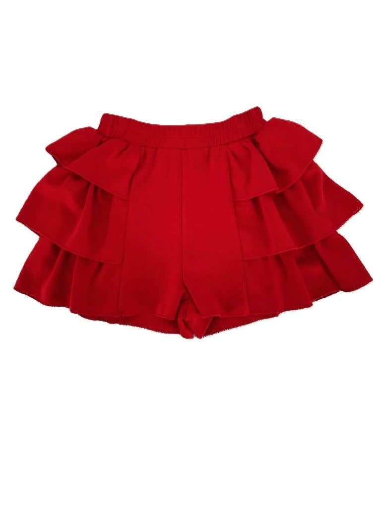 ML Fashions Juniors Holiday Tiered Ruffle Short