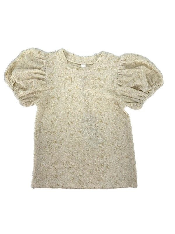 ML Fashions Girls Bubble Sleeve Gold Flake S/S Top
