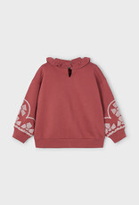 Mayoral Girl Ruffled Collar Emb Sleeve Pullover
