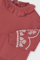 Mayoral Girl Ruffled Collar Emb Sleeve Pullover