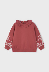 Mayoral Girl Ruffled Collar Emb Sleeve Pullover