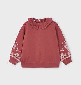 Mayoral Girl Ruffled Collar Emb Sleeve Pullover