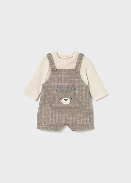 Mayoral Bear Pocket dungaree & Top