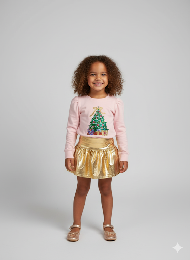 Azarhia Copy of Girl Christmas  Christmas Tree Glitter Sweatshirt