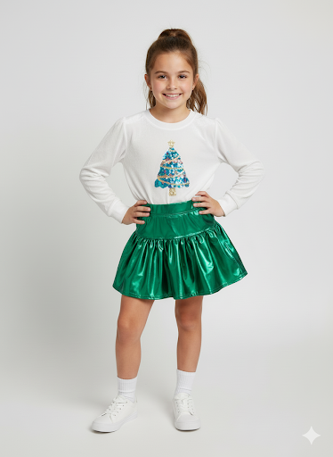Azarhia Girl Velvet Christmas Tree Sweatshirt