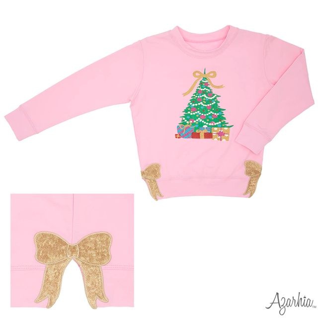 Azarhia Copy of Girl Christmas  Christmas Tree Glitter Sweatshirt