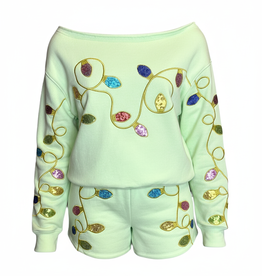 Paper Flower Teen Holiday Lights Sequin Pullover