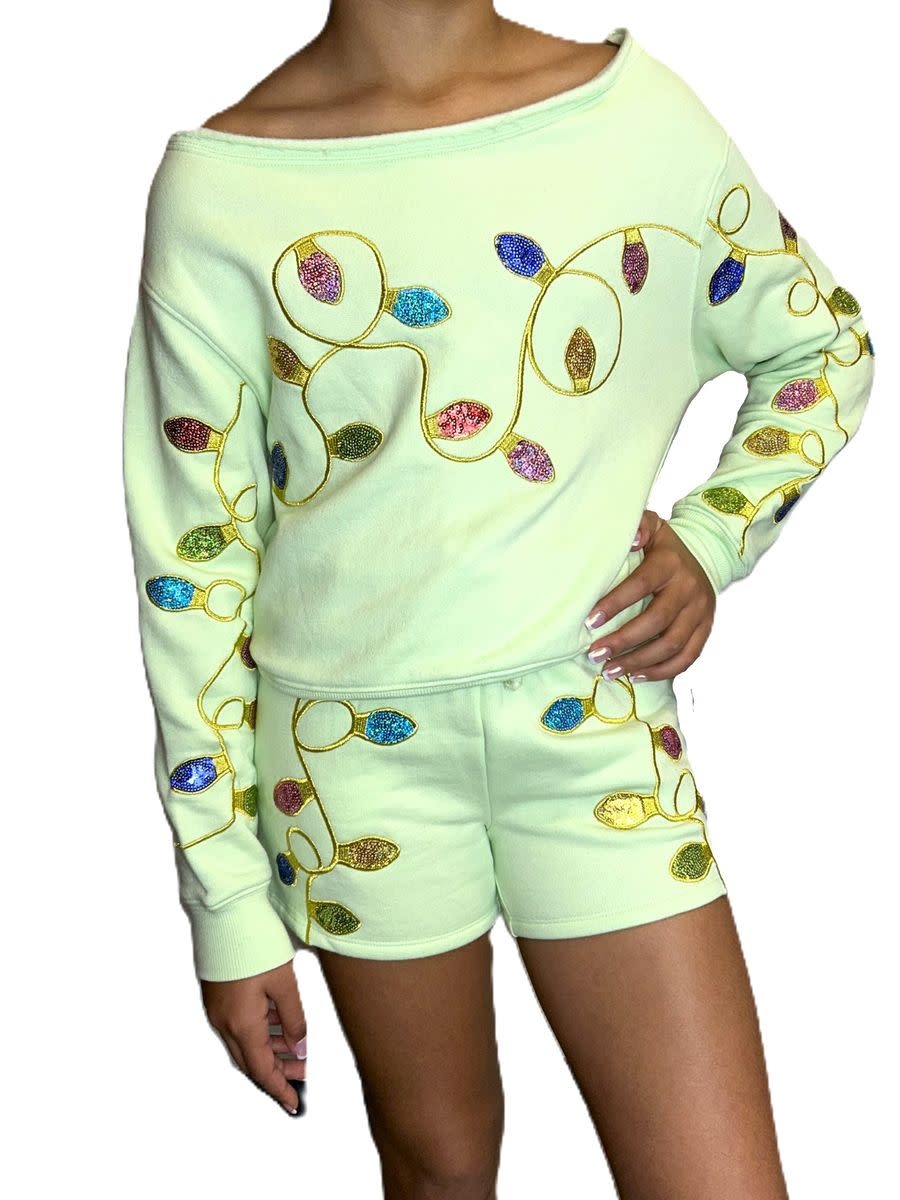Paper Flower Teen Holiday Lights Sequin Pullover