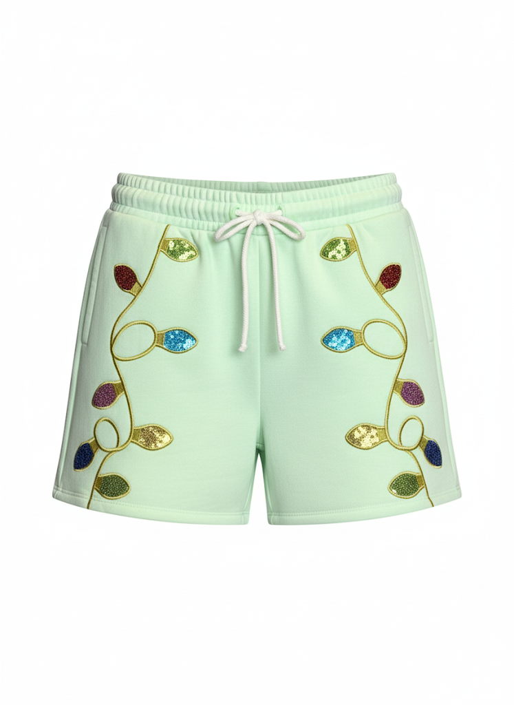 Paper Flower Teen Holiday Lights Sequin Shorts