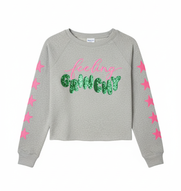 Paper Flower Teen Holiday Grinchy Sequin Pullover