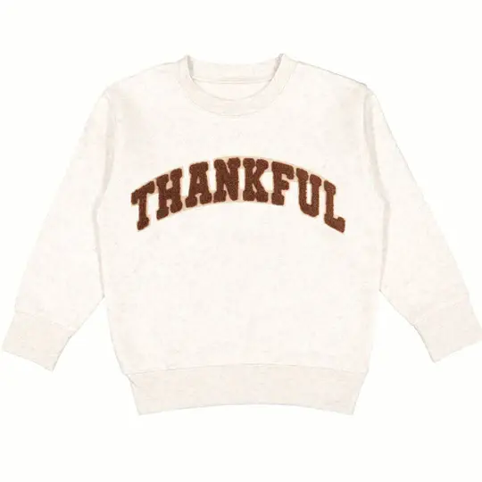 Sweet Wink Thankful Patch Varsity Sweatshirt
