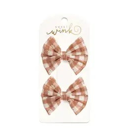 Sweet Wink Gingham Tulle Bow Clip
