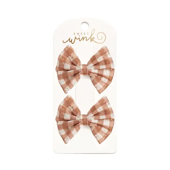 Sweet Wink Gingham Tulle Bow Clip