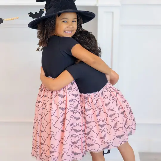 Sweet Wink Bat/Bows Halloween S/S Tutu Dress