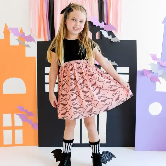Sweet Wink Bat/Bows Halloween S/S Tutu Dress