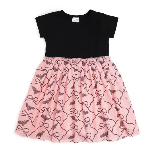Sweet Wink Bat/Bows Halloween S/S Tutu Dress