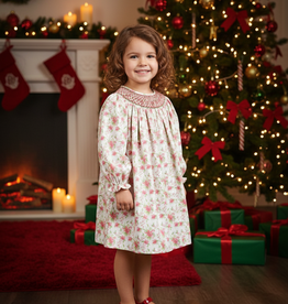 Baby Blessings Christmas Poinsettia Smocked Bishop Dress