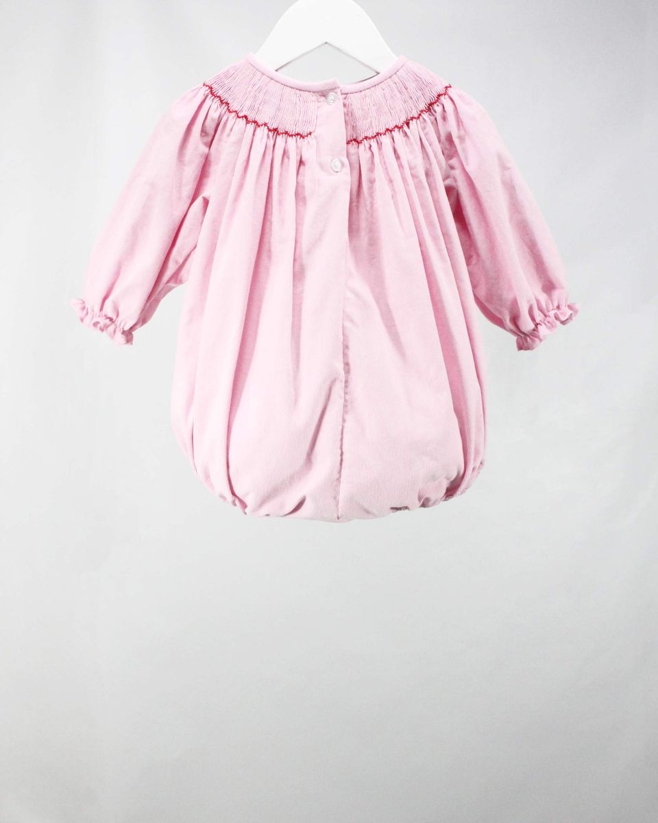 Baby Blessings Smocked Corduroy L/S Candy Cane Bubble