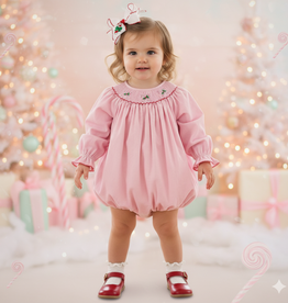 Baby Blessings Smocked Corduroy L/S Candy Cane Bubble