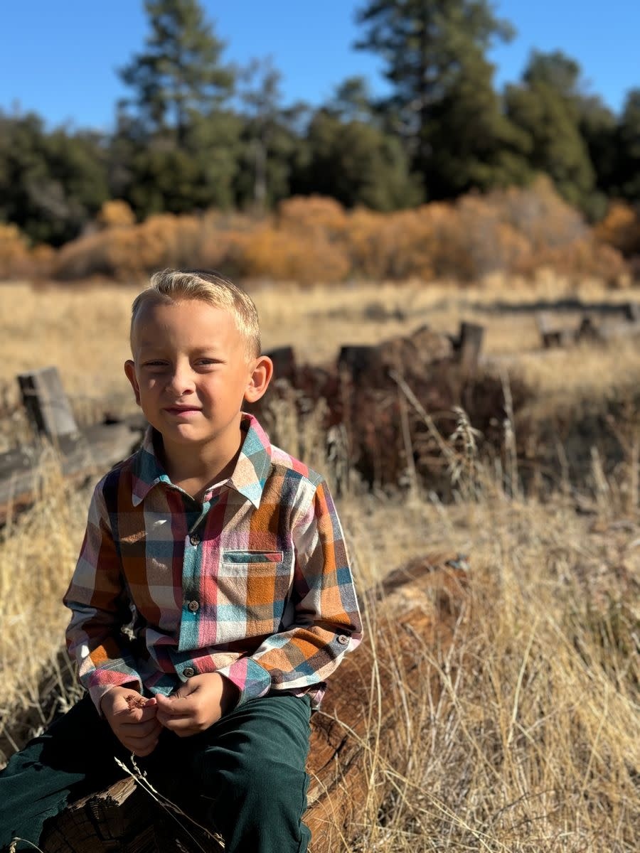 Me & Henry Boy's Linen Woven Plaid L/S Shirt
